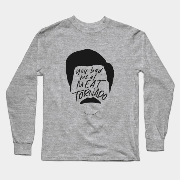 Meat Tornado - Ron Swanson Parks and Rec Long Sleeve T-Shirt by m&a designs